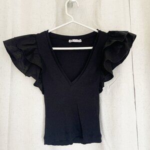 Zara black ribbed top